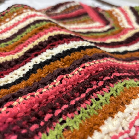 Boho JH Collectibles Striped Open Knit Sweater XL Multicolor LS Pullover - Picture 5 of 9